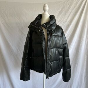 Bohme Black Faux Leather Puffer Jacket